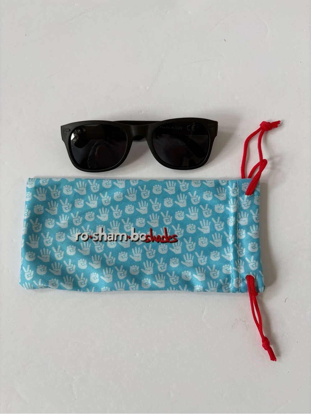 RoShamBo Black Unbreakable Blank Sunglasses Shades 100% UVA Protection Italy